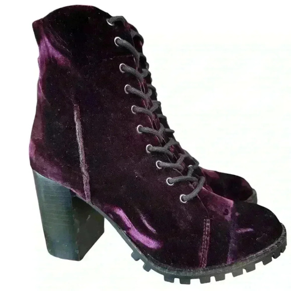Report Signature Purple Velvet Lace Up Boots. - Picture 2 of 10